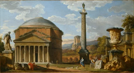 Capriccio mit römischen Ruinen und dem Pantheon, 1737